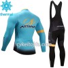 Cykeltrøje Langærmet + Bib Cykelbukser 2017 Astana Pro Team N001 Vinter Thermal Fleece